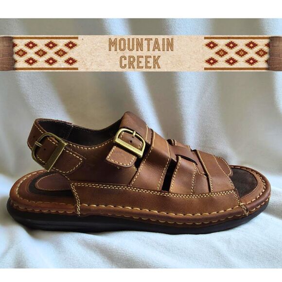 Mountain Creek Sandals I Mens 11 I Leather Brown Buckle Slingback Caesar 070372 - Picture 1 of 9